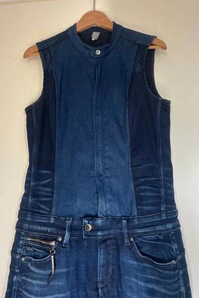 Stoere G-star jumpsuit, spijkerstof, maat M, Kleding | Dames, Jumpsuits, Ophalen, Gedragen, Maat 38/40 (M), Blauw