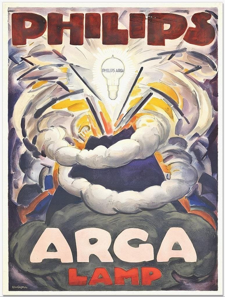 PHILIPS Arga Lamp Art Deco Reclame poster, Verzamelen, Verzenden, Nieuw, Overige typen