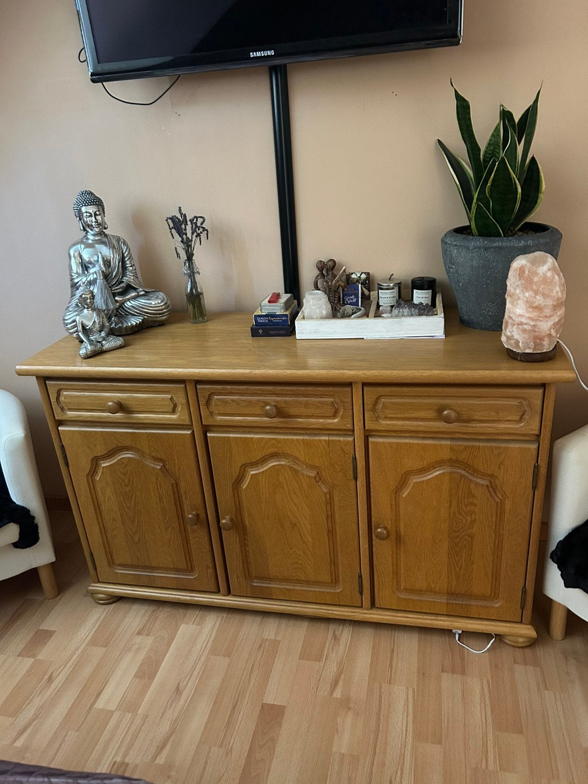 Grenen hangkast en dressoir, Ophalen, 100 tot 150 cm, Grenen, Met lade(s)