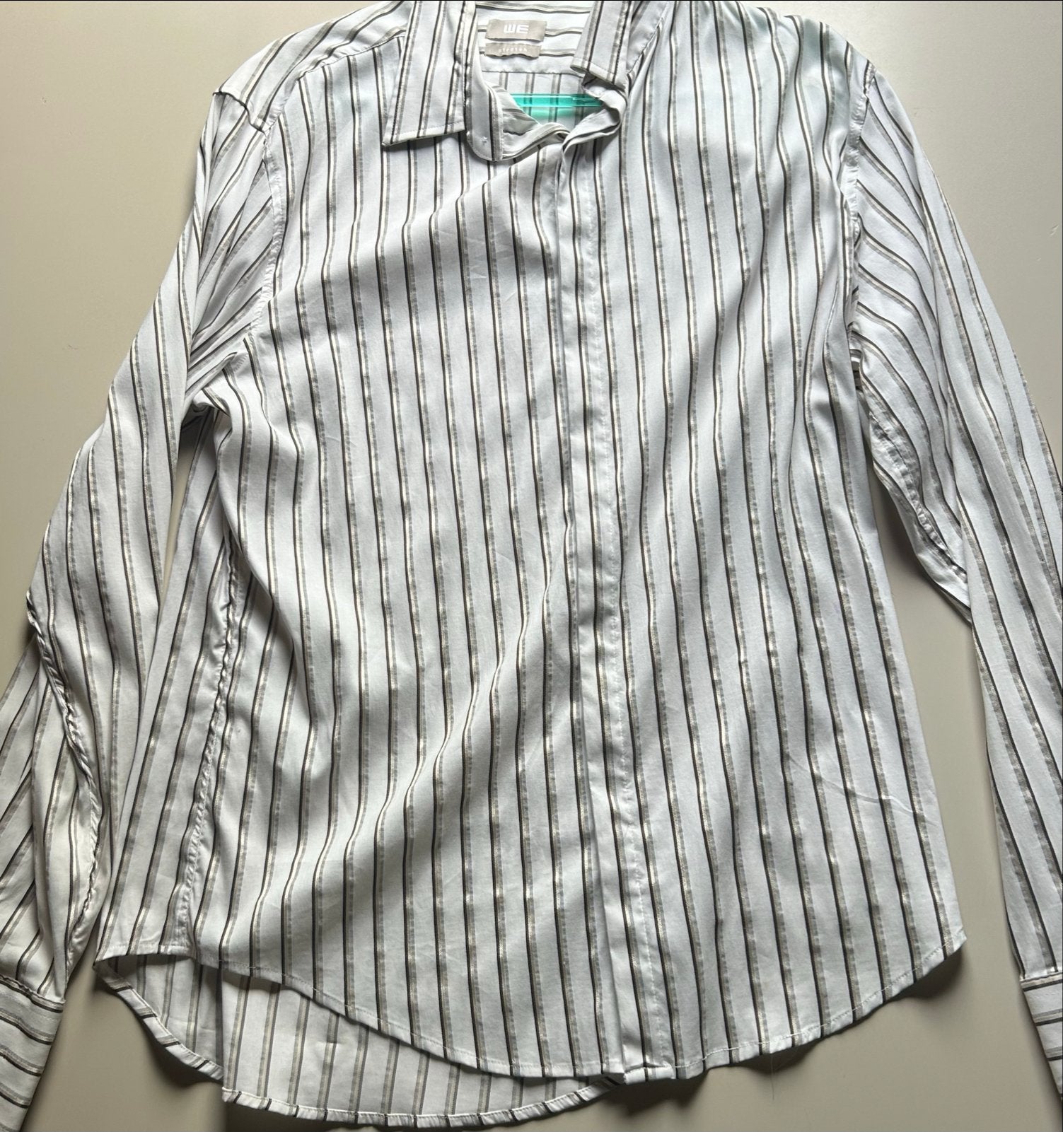 WE Heren overhemd gestreept wit/grijs maat M, Kleding | Heren, Ophalen of Verzenden, Zo goed als nieuw, Wit, Halswijdte 39/40 (M)