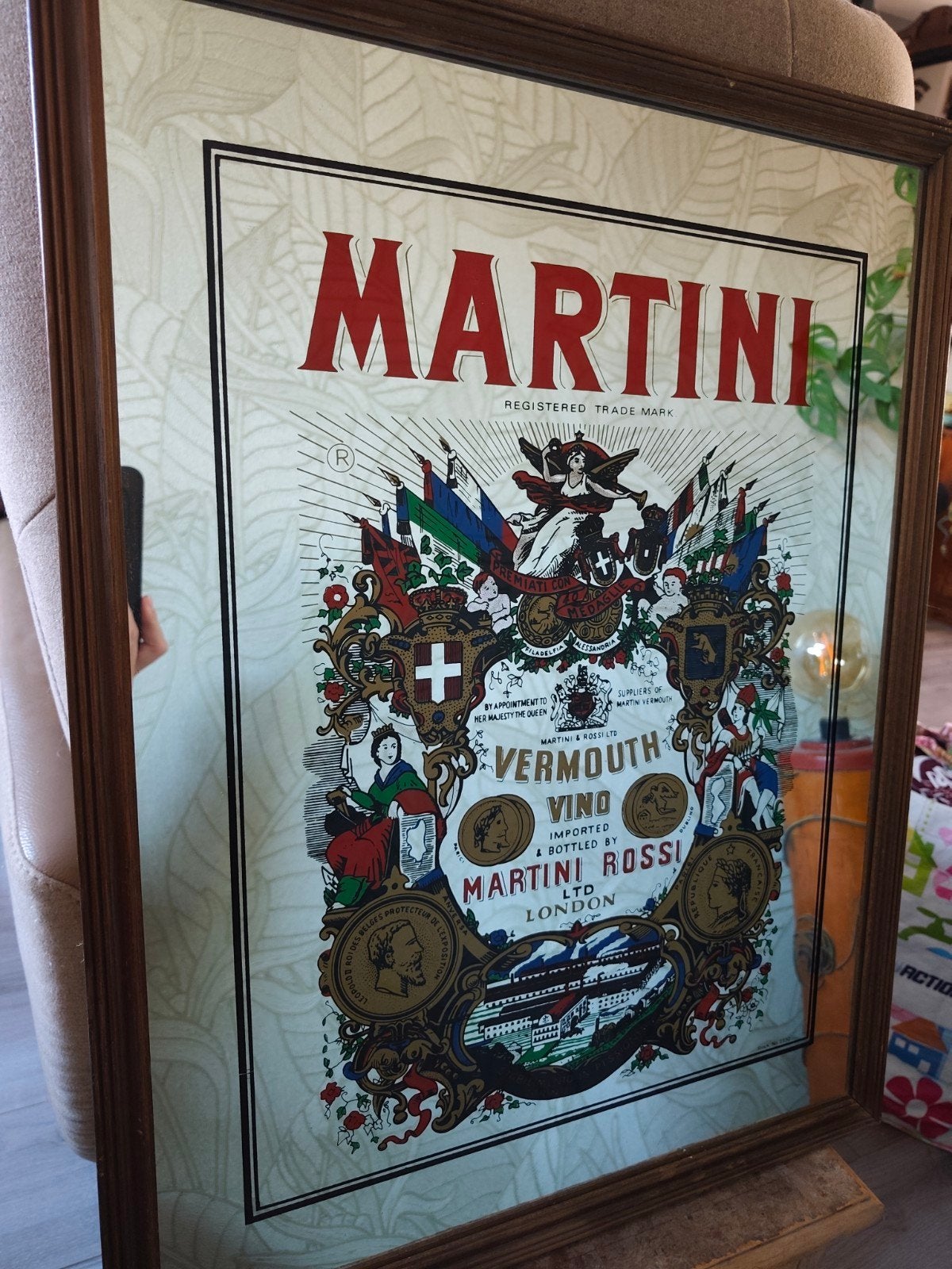 Vintage Martini Rossi Vermouth reclame spiegel, Verzamelen, Ophalen of Verzenden