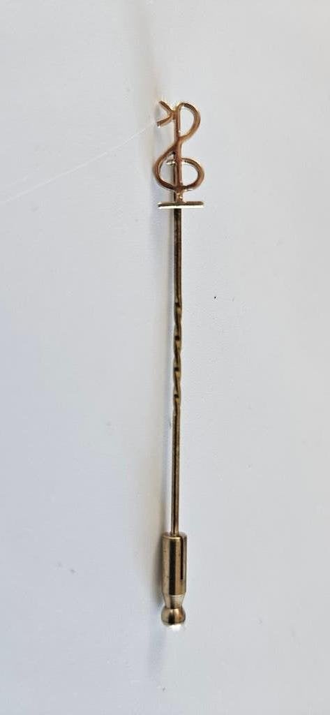 Gouden reversspeld 585 dasspeld/ pin, 4 tot 7 cm, Verzenden, Zo goed als nieuw, Goud