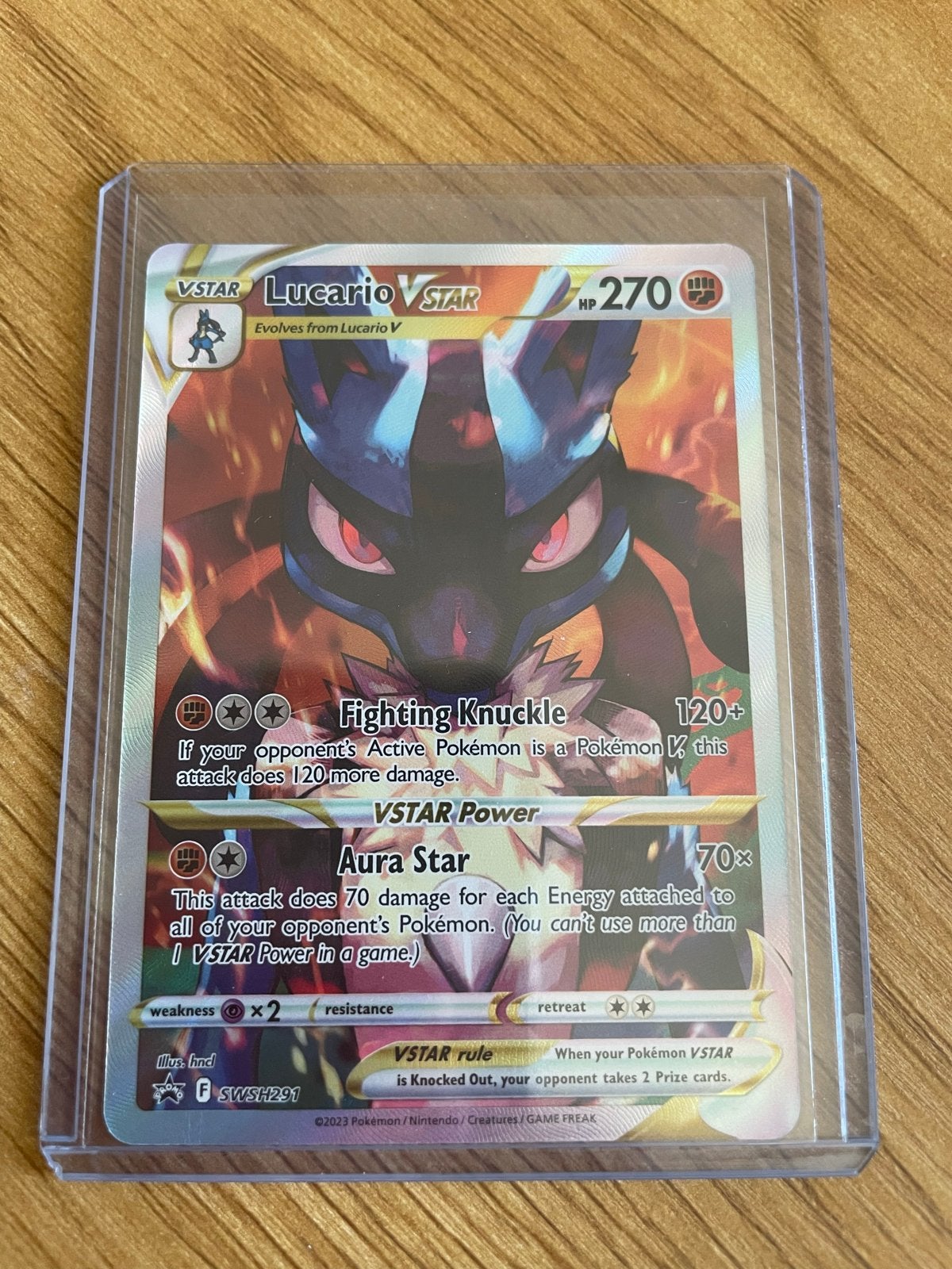 Lucario VSTAR Pokémon kaart SWSH291, Ophalen of Verzenden, Zo goed als nieuw, Losse kaart, Foil