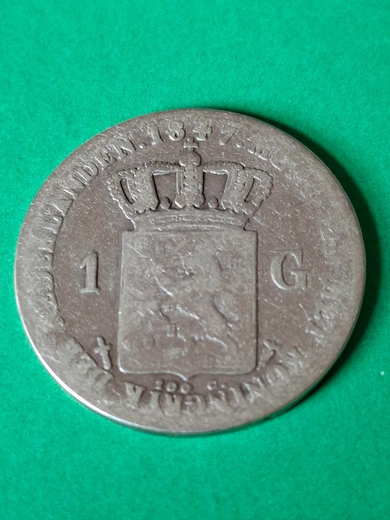 1847 gulden in zilver Willem II, Postzegels en Munten, Munten | Nederland, 1 gulden, Verzenden, Zilver, Losse munt