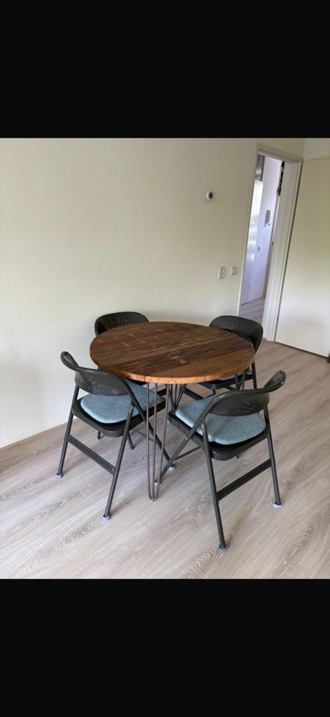 Ronde houten tafel diamete 93cm, Huis en Inrichting, Tafels | Eettafels, Ophalen, Gebruikt, Rond, 100 tot 150 cm