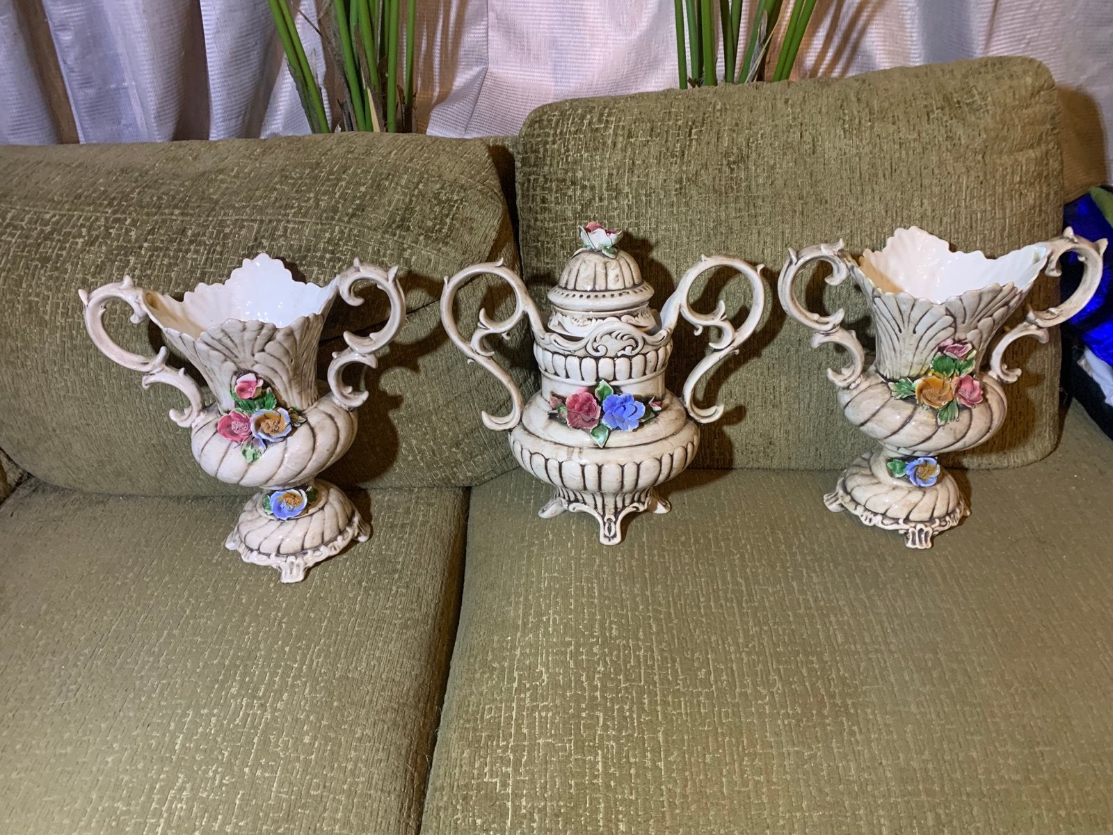Decoratieve vazen  potten Vintage stijl set barok brocant, Ophalen of Verzenden, Zo goed als nieuw, 36 cm