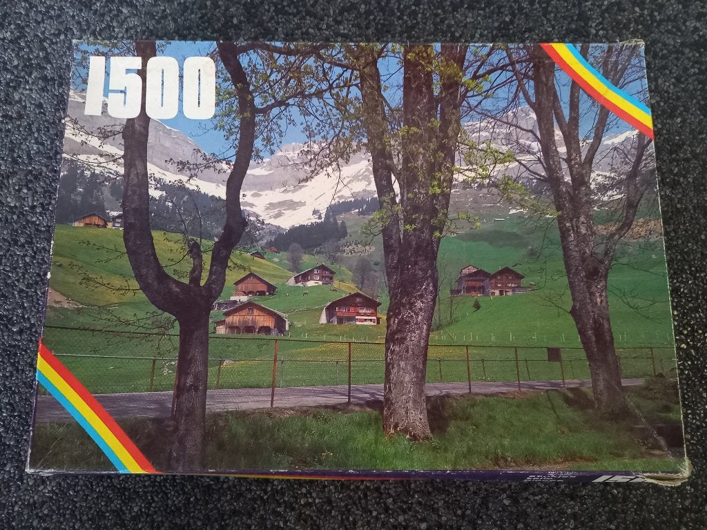 * Vintage puzzel FNP Zwitserland 1500 st 1962 *, Ophalen of Verzenden, 500 t/m 1500 stukjes, Gebruikt, Legpuzzel
