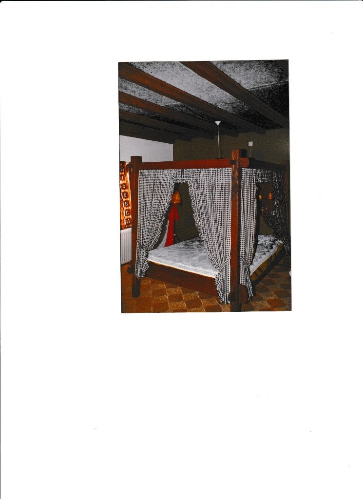 Hemelbed 150x200 cm, massief eiken - Romantisch & Robuust, Romantisch, Klassiek, Bruin, Tweepersoons, Ophalen of Verzenden