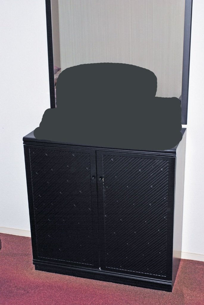 vintage kledingkast met spiegel zwart twee deuren 91x42x93cm, Ophalen, Glas, 50 tot 100 cm, Minimalistisch