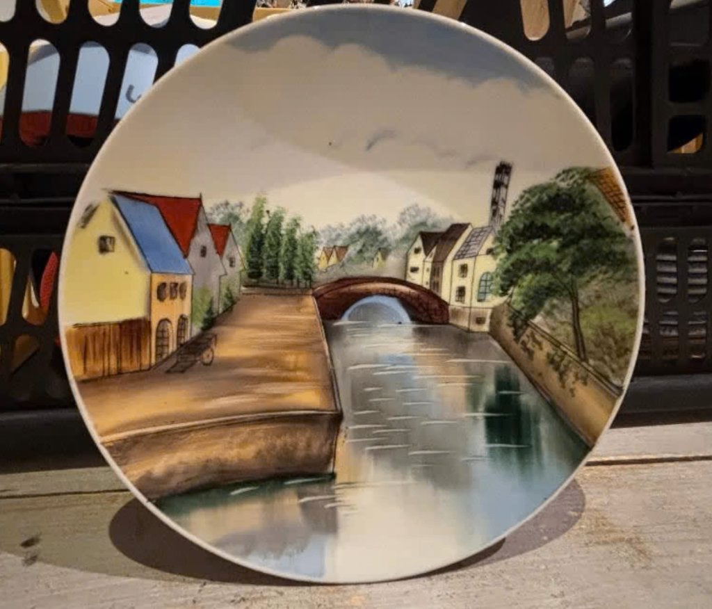 WB wandbord met afbeelding gracht (19), Antiek en Kunst, Antiek | Wandborden en Tegels, Ophalen of Verzenden
