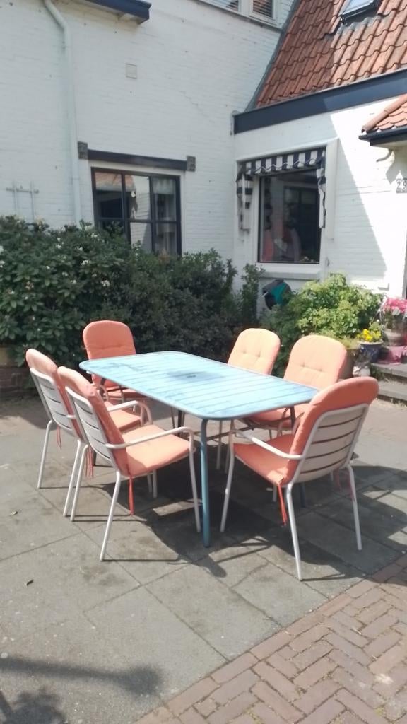 Leuke tuinset met 6 stoelen, Ophalen, Overige materialen, Gebruikt, 6 zitplaatsen