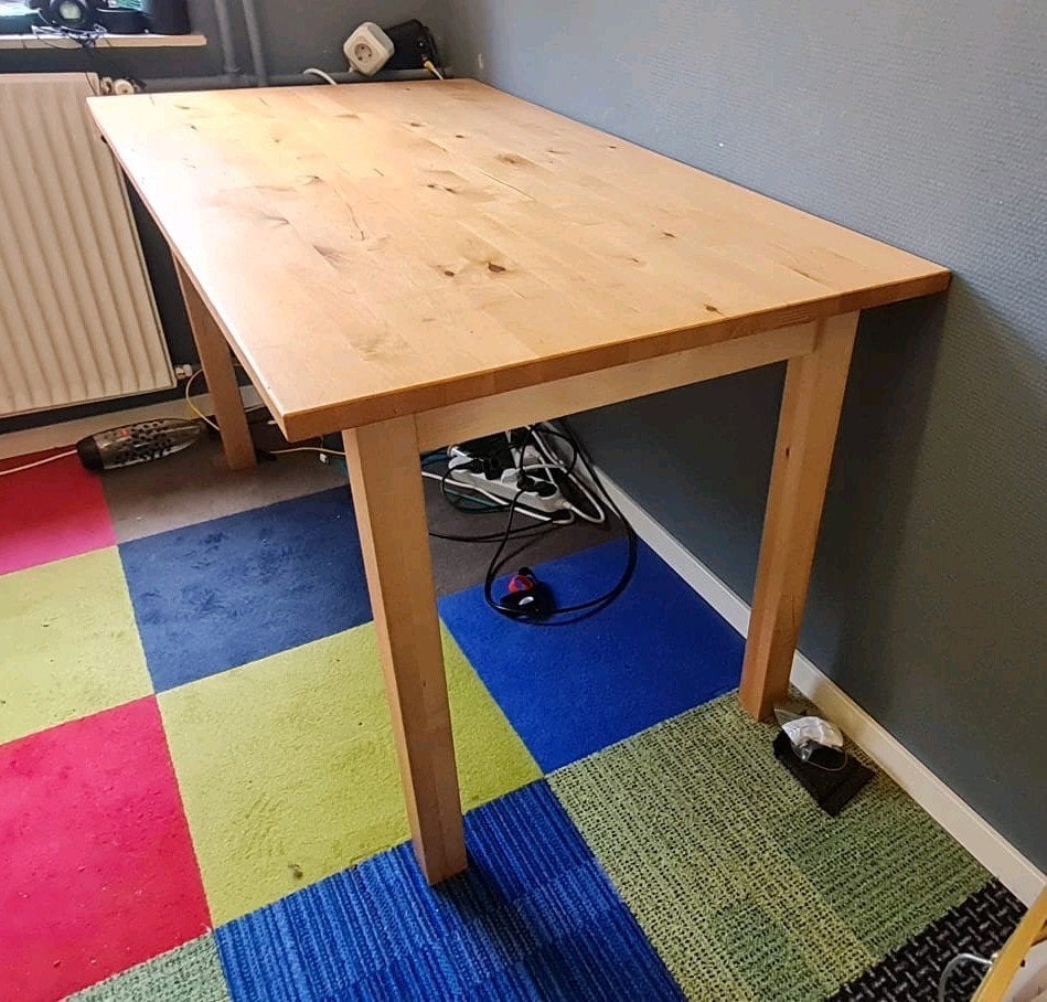 IKEA NORDEN eettafel/bureau van massief berkenhout, Ophalen, Gebruikt, 100 tot 150 cm, Modern, Scandinavisch