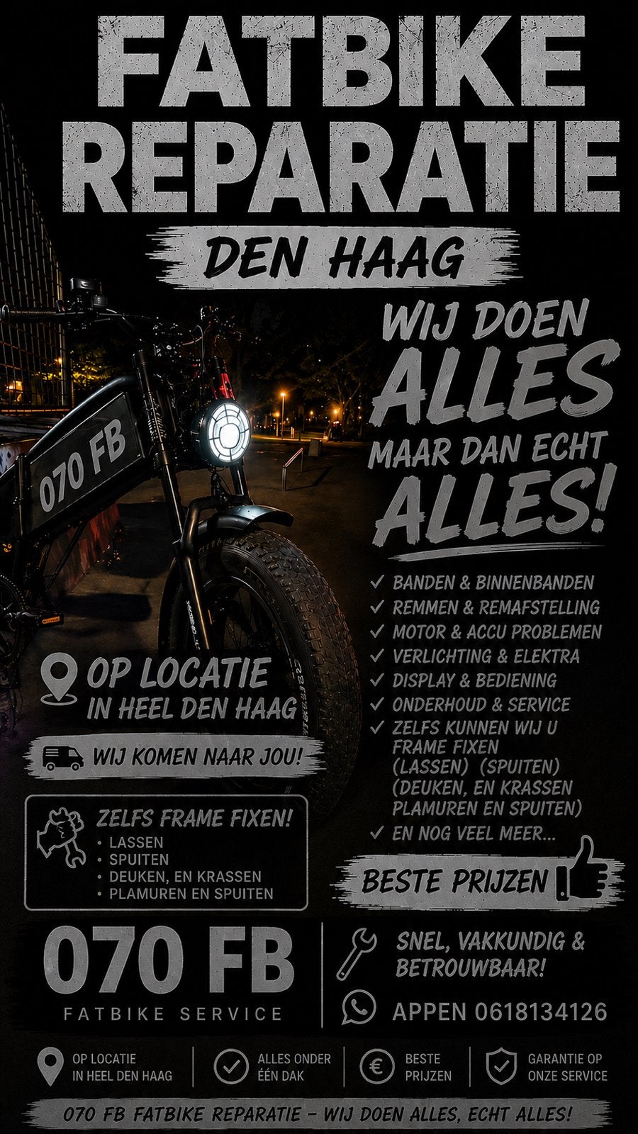 DenHaag Fatbike Reperatie (ALLES), Fietsen en Brommers, Elektrische fietsen, 59 cm of meer, Ophalen, Nieuw, Overige merken