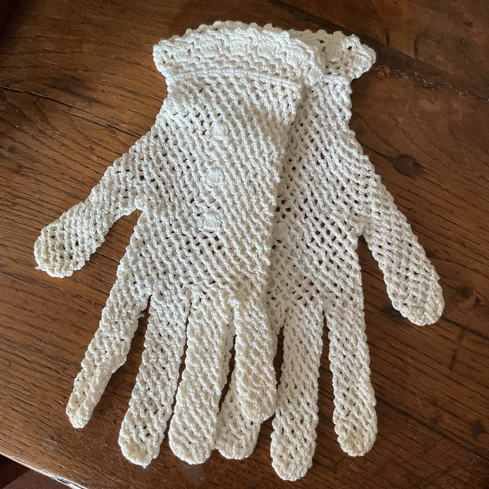 Boudoir, antieke Franse gehaakte kinderhandschoentjes - Wit, Ophalen of Verzenden
