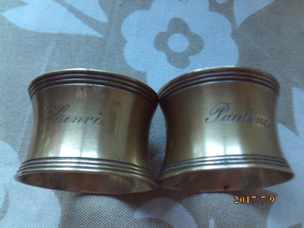 2 servetring vintage oud WMF 1/0 teken sierrand + inscr naam, Antiek en Kunst, Ophalen of Verzenden