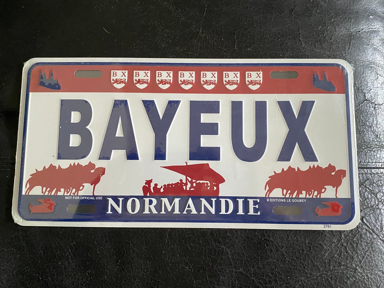 Bayeux Normandië. Vintage metalen plaat. Slag bij Hastings., Ophalen of Verzenden, Nieuw, Reclamebord