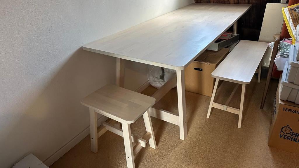 Grote tafel, evt met bank en kruk, Huis en Inrichting, Ophalen, 200 cm of meer, 50 tot 100 cm, Zo goed als nieuw