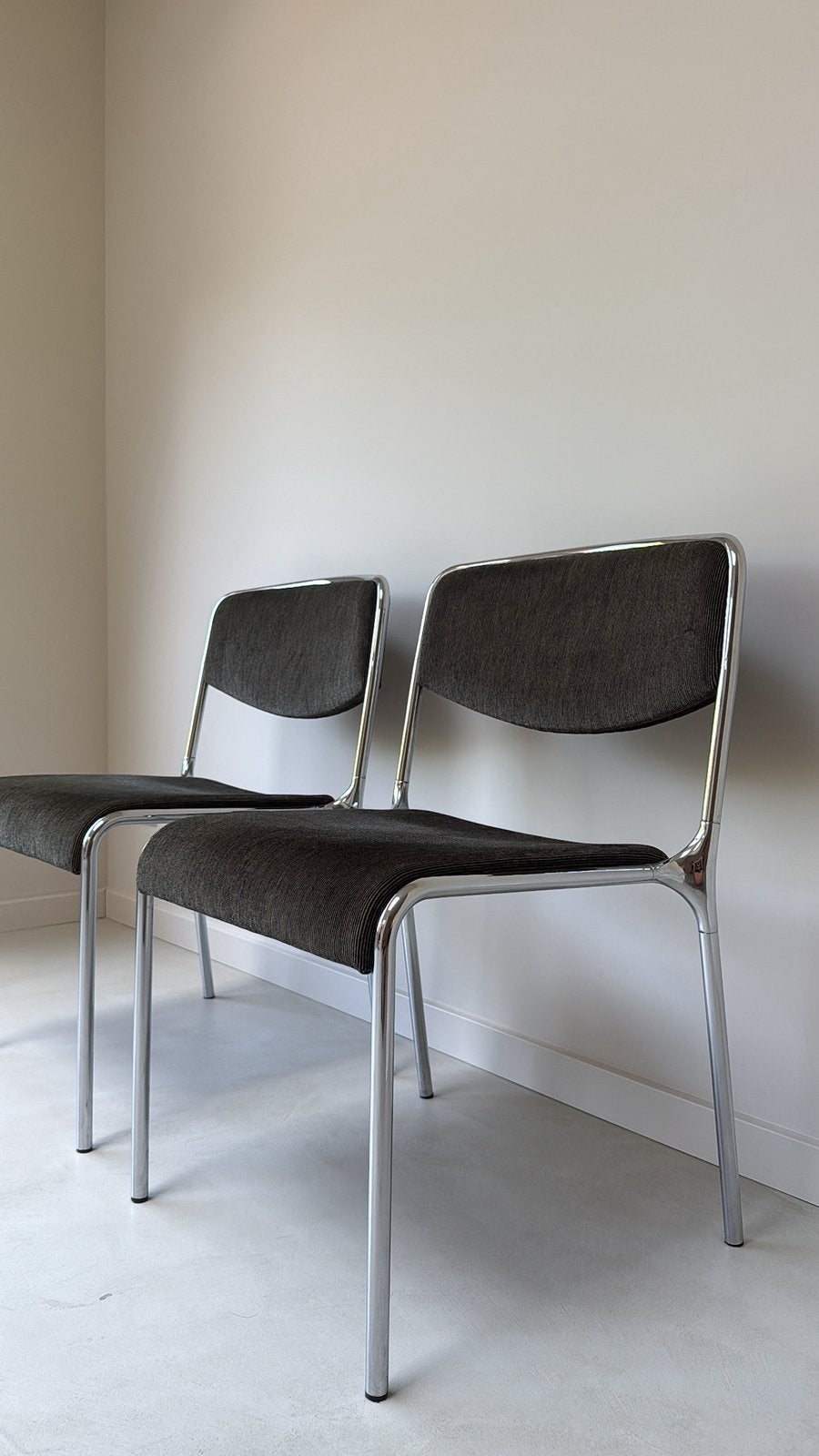 Twee vintage chromen buisframe stoelen uit de jaren 70, Ophalen, Twee, Overige kleuren, Vintage