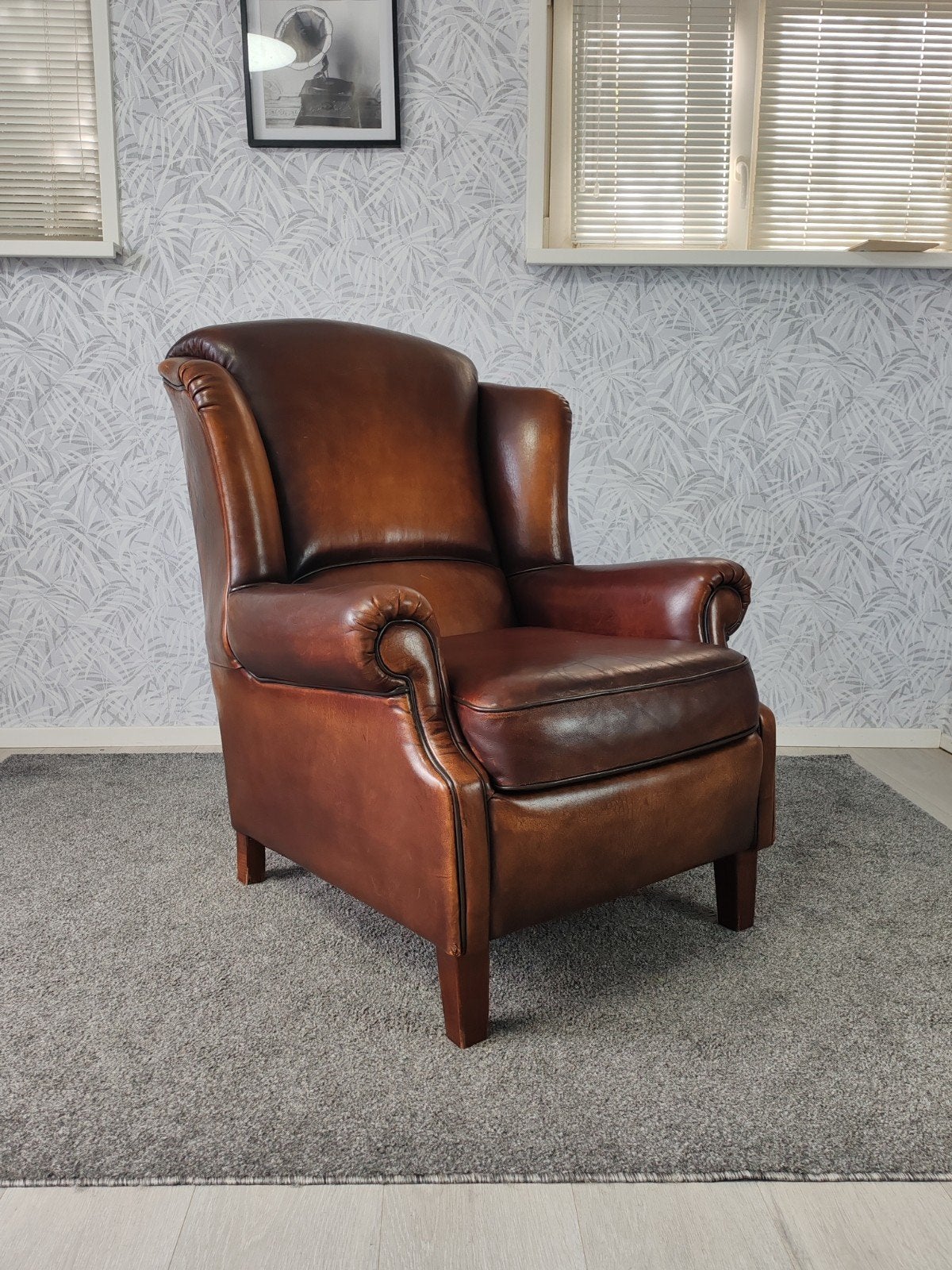 klassieke schapenleren oorfauteuil wingchair*, Huis en Inrichting, Gebruikt, Nv5, Ophalen of Verzenden, Nvt