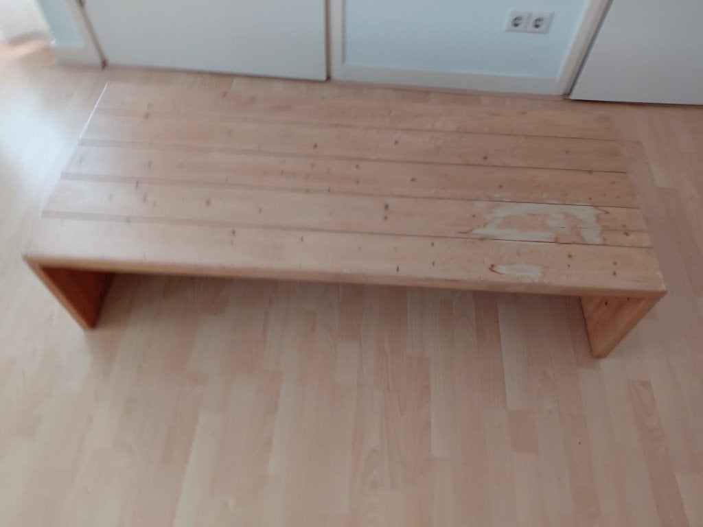 GRATIS een grenen salontafel uit 70 e jaren, Ophalen, Gebruikt, 70er jaren, 100 tot 150 cm