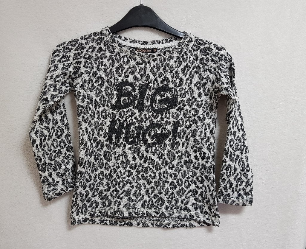 Super leuke D-zine trui BIG HUG met panterprint zwart-wit., Kinderen en Baby's, Kinderkleding | Maat 122, D-Zine, Trui of Vest