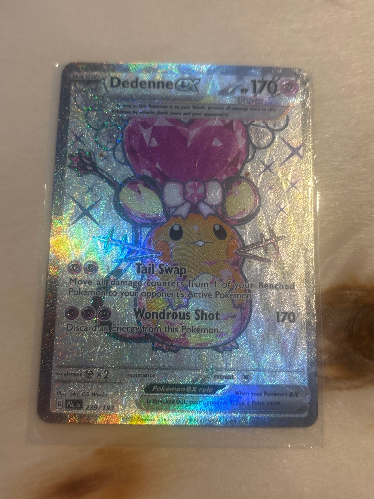 Dedenne GX 239/193 Full Art Shiny Foil Pokémon Kaart, Ophalen of Verzenden, Zo goed als nieuw, Losse kaart, Foil