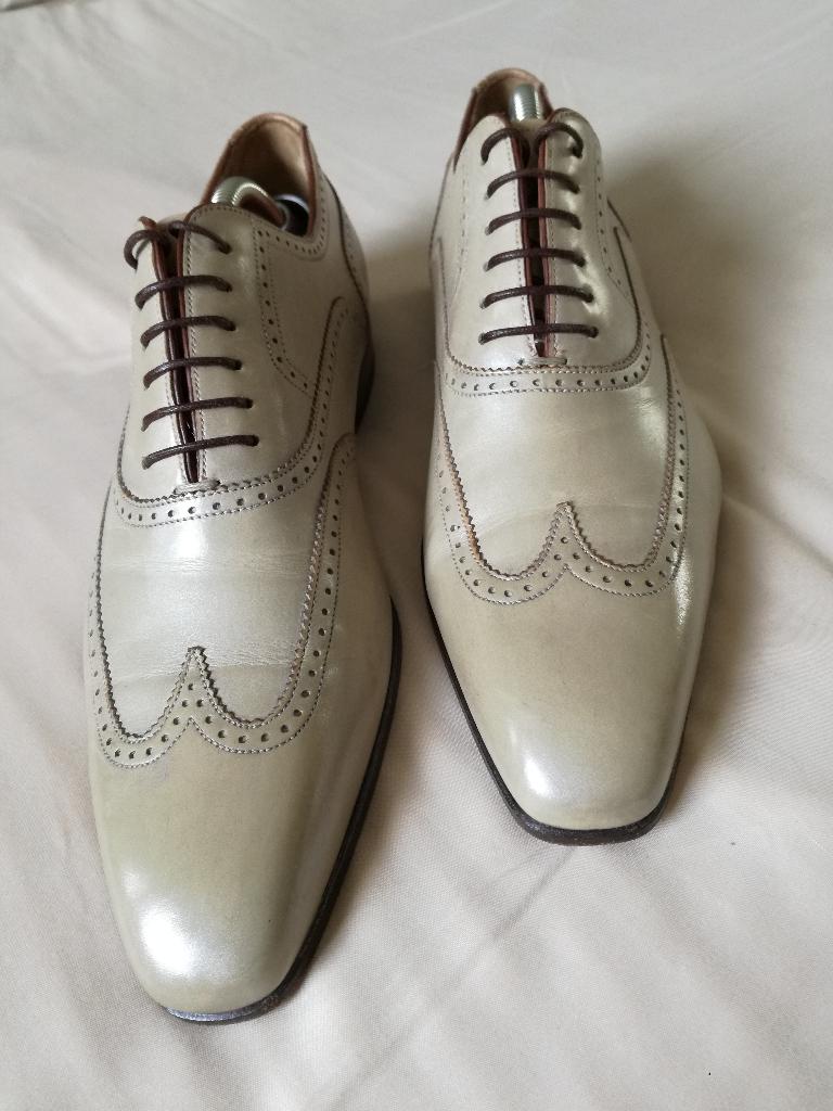 Santoni veterschoenen maat 6 in creme (i.z.g.st), Kleding | Heren, Schoenen, Overige kleuren, Verzenden, Santoni, Gedragen
