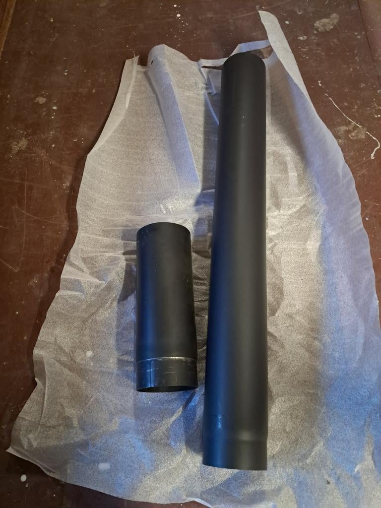 Zwart stalen kachelpijp 120mm, 2mm dik - 1.30m totaal, Huis en Inrichting, Kachels, Ophalen
