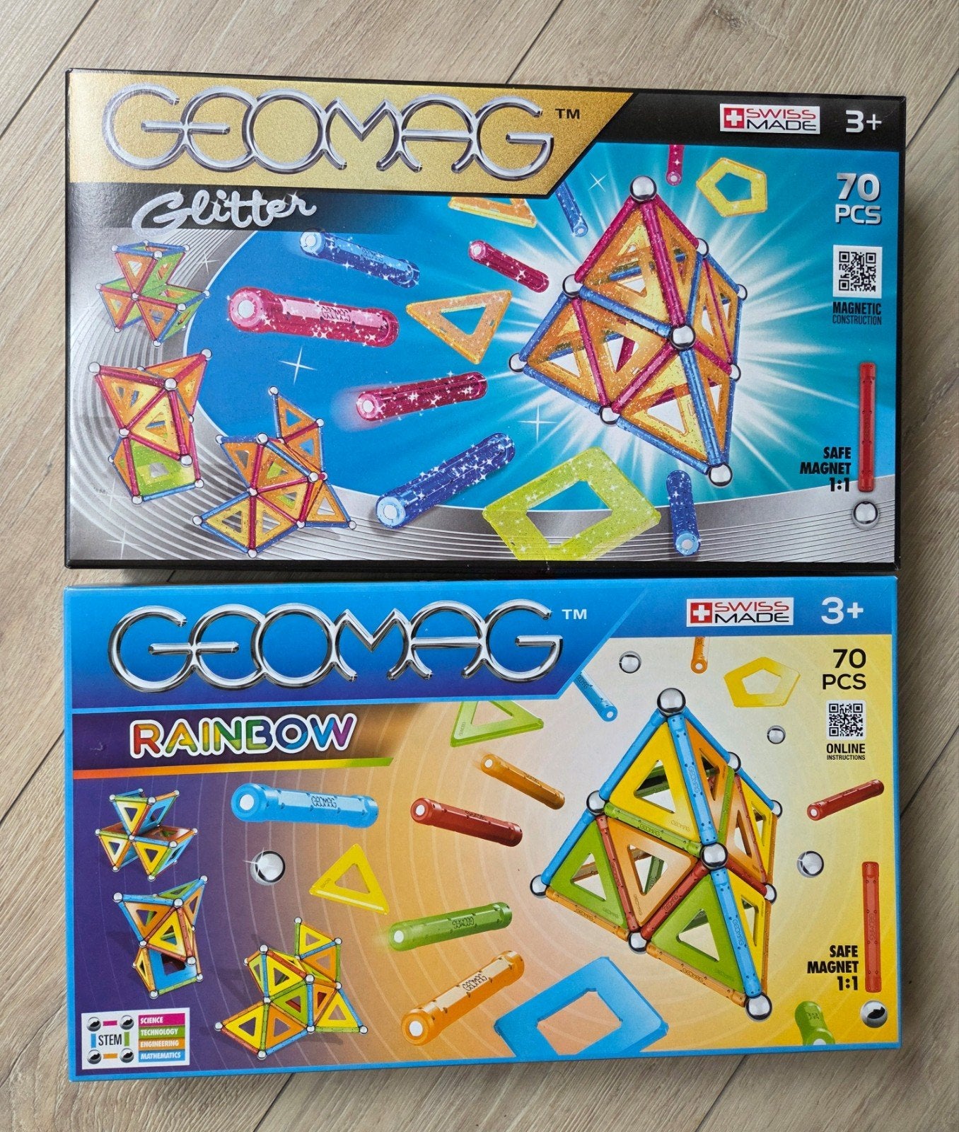 NIEUW Geomag Glitter & Geomag Rainbow (2x 70 stuks), Ophalen of Verzenden, Nieuw, Overige merken