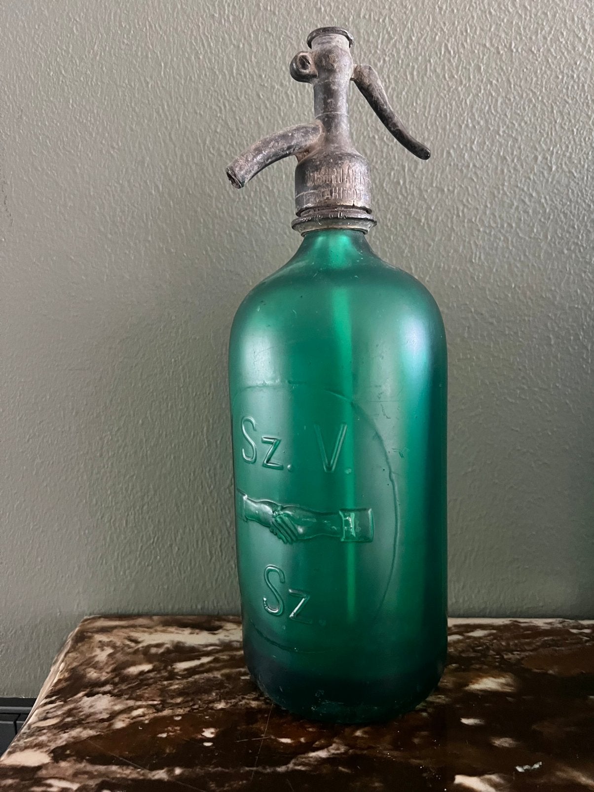 VINTAGE SPUITFLES SMARAGD GROEN