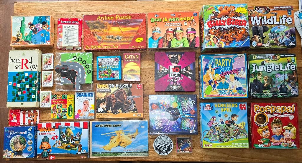 Partij Spellen, Bordspellen & Legpuzzels - oa Catan, PSV, Vijf spelers of meer, Ophalen of Verzenden, Gebruikt, Diverse uitgevers