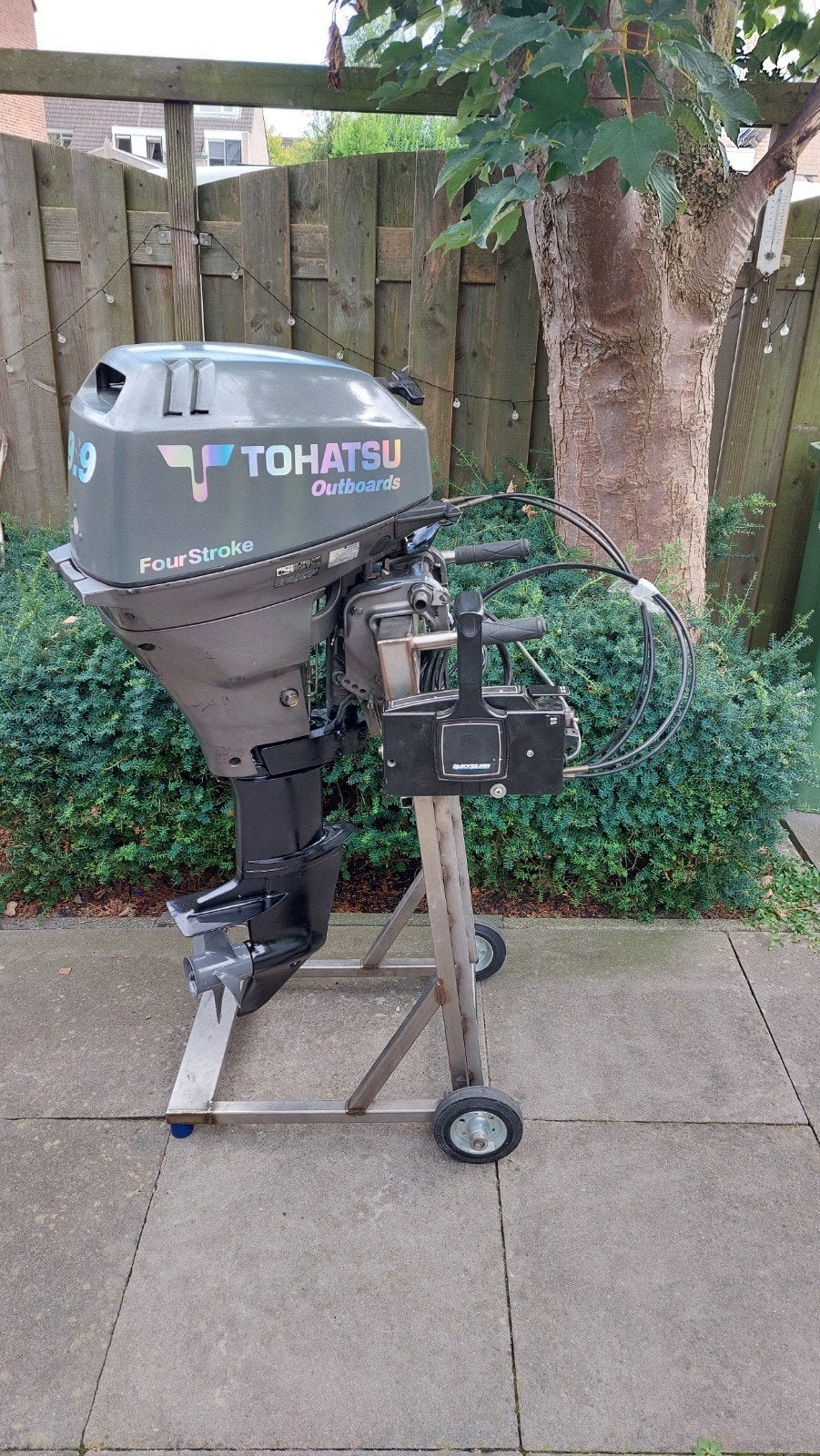 Nette Tohatsu 9.9 pk 4 takt langstaart met afstandbediening, Watersport en Boten, Ophalen, Gebruikt, 5 tot 10 pk, Viertaktmotor