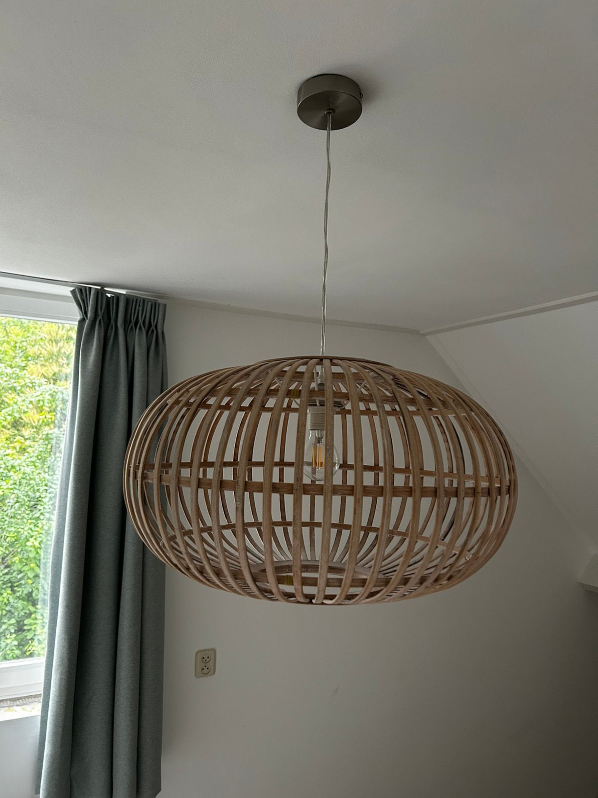 Karwei rotan hout hanglamp, Ophalen, Zo goed als nieuw, Hout, Minder dan 50 cm