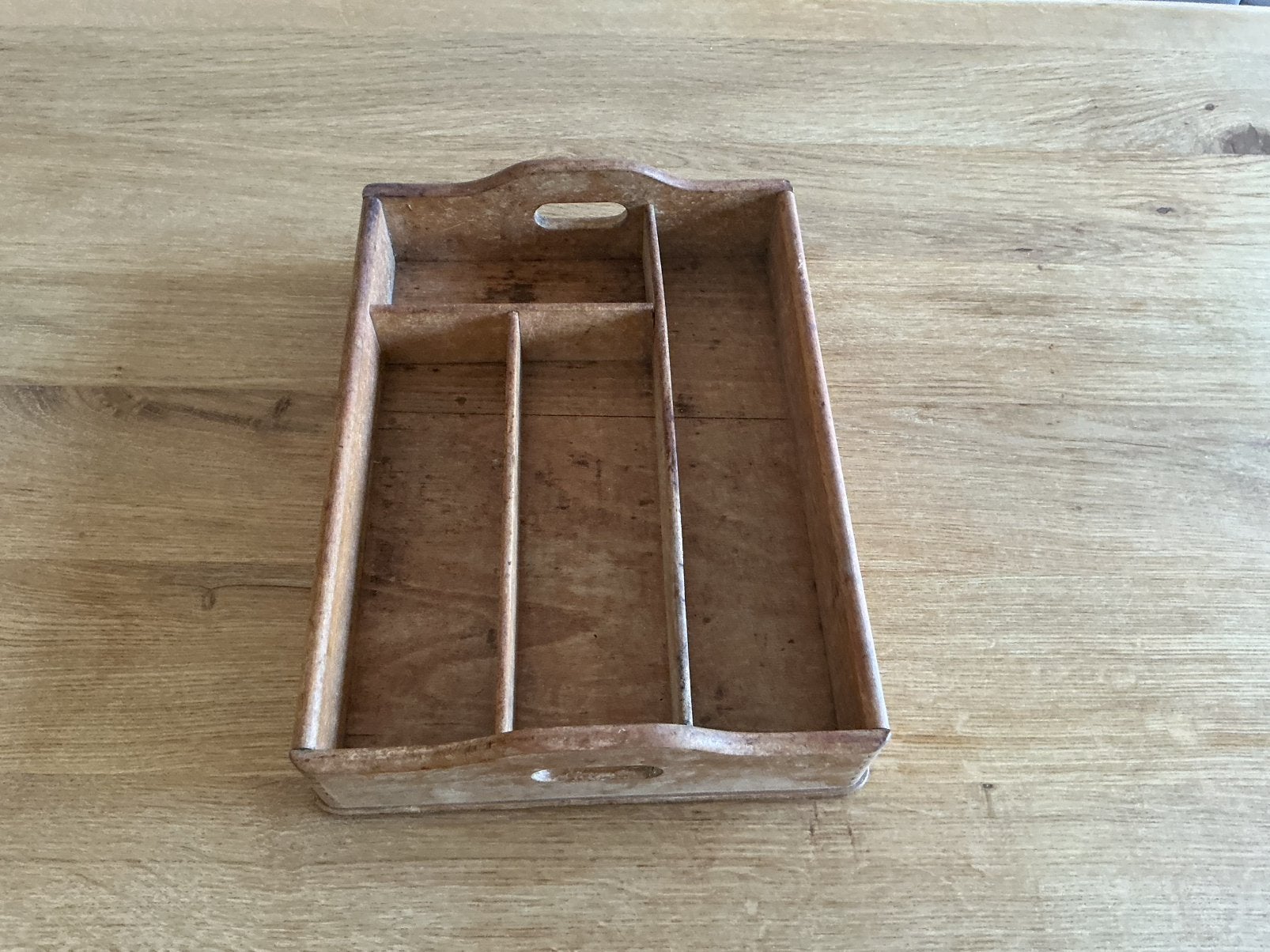 Oud bestek bakje hout, Ophalen of Verzenden