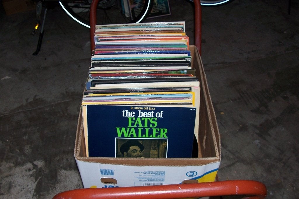 doos met ongeveer 110 Jazz en Blues lp's, Ophalen, 1960 tot 1980, Gebruikt, 12 inch