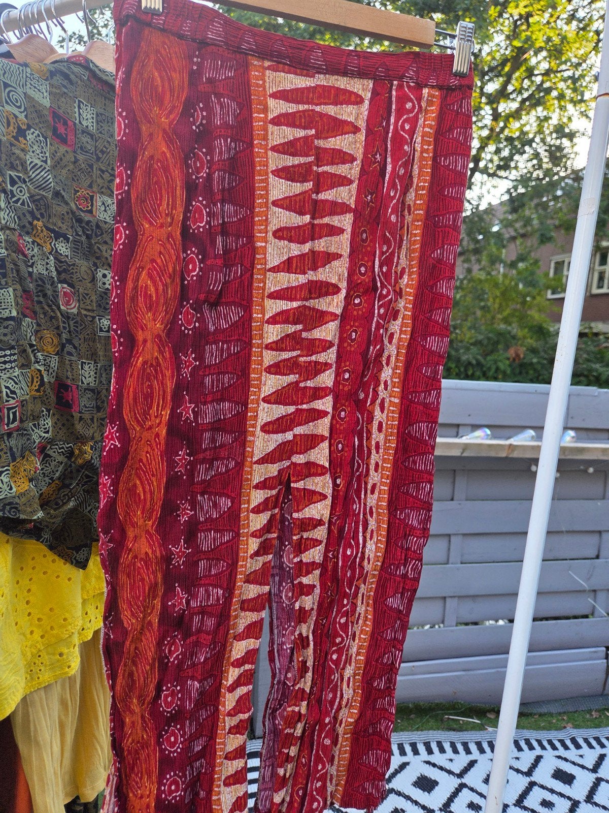 Boho Hippie Broek met Etnische Print - Rood/Oranje, Kleding | Dames, Broeken en Pantalons, Maat 38/40 (M), Ophalen of Verzenden