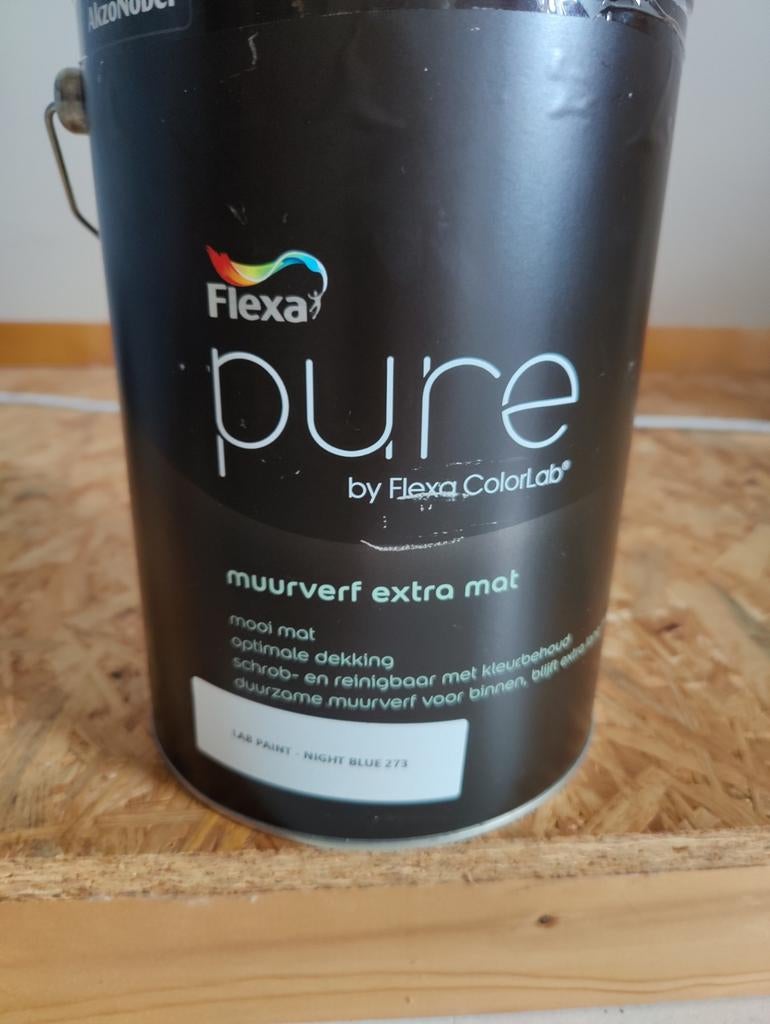 Flexa Pure muurverf extra mat Night Blue 273, Doe-het-zelf en Verbouw, Verf, Beits en Lak, Ophalen, Nieuw, Blauw, Verf