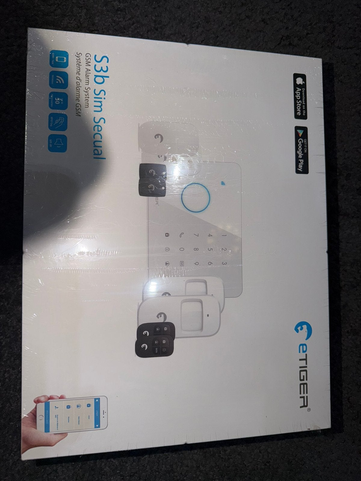 eTiger S3b Sim Secual Alarmsysteem SET, Doe-het-zelf en Verbouw, Alarmsystemen, Ophalen, Beweging, Nieuw, Compleet systeem