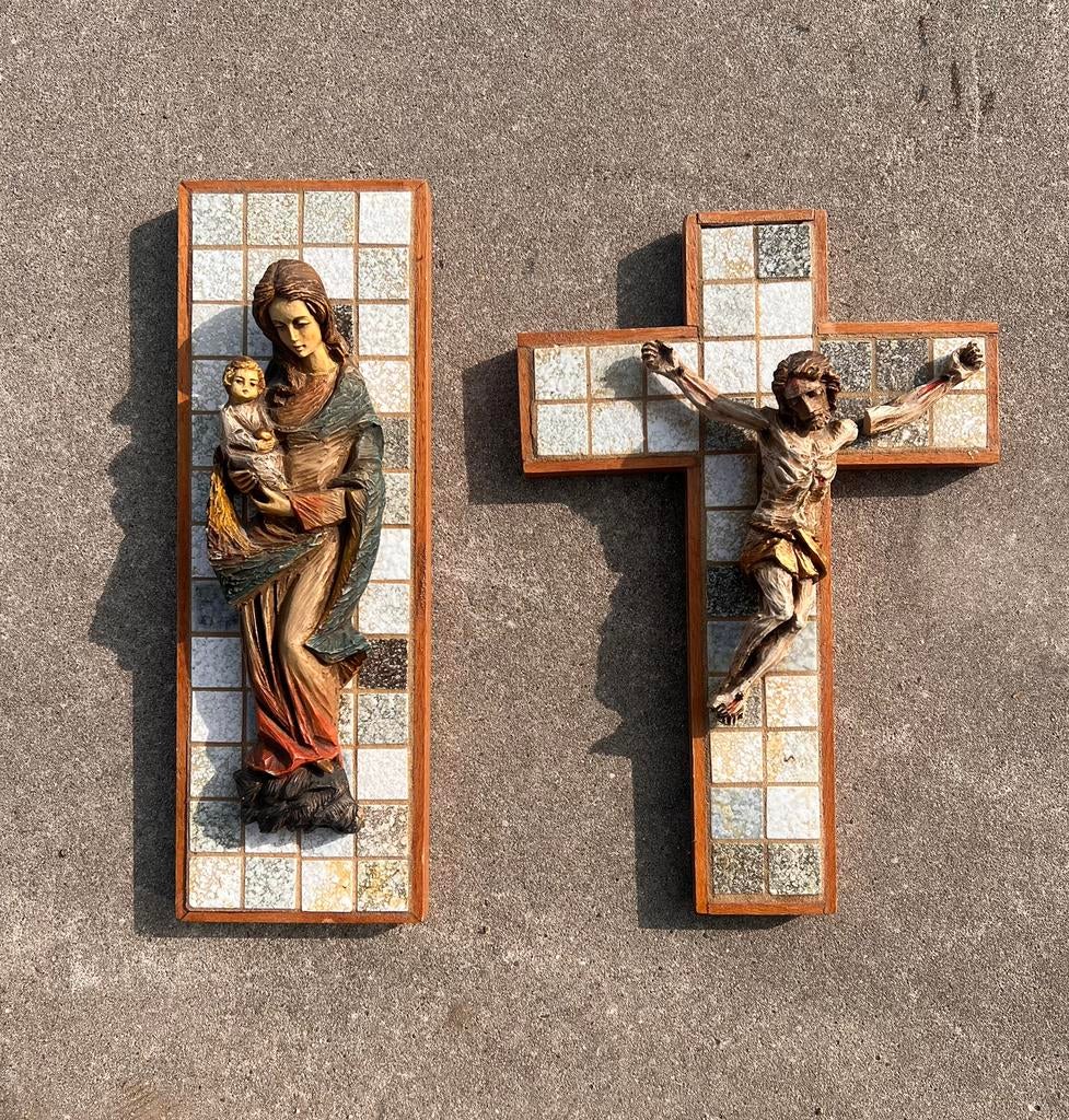 Jezus en Maria wand decoratie, Ophalen of Verzenden, Gebruikt, Beeld(je)
