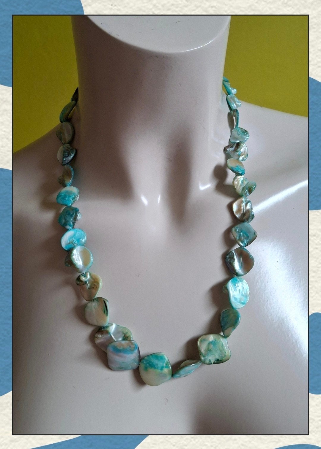Mooi nieuwe parelmoer ketting, Verzenden, Nieuw, Blauw, Steen of Mineraal