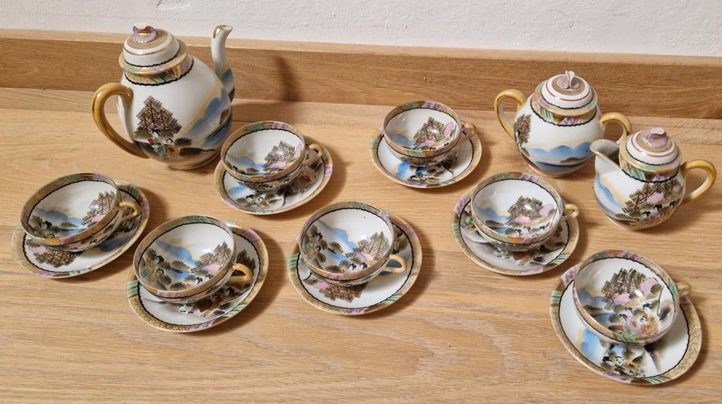 Antiek vintage Chinees porseleinen theeservies, Ophalen of Verzenden
