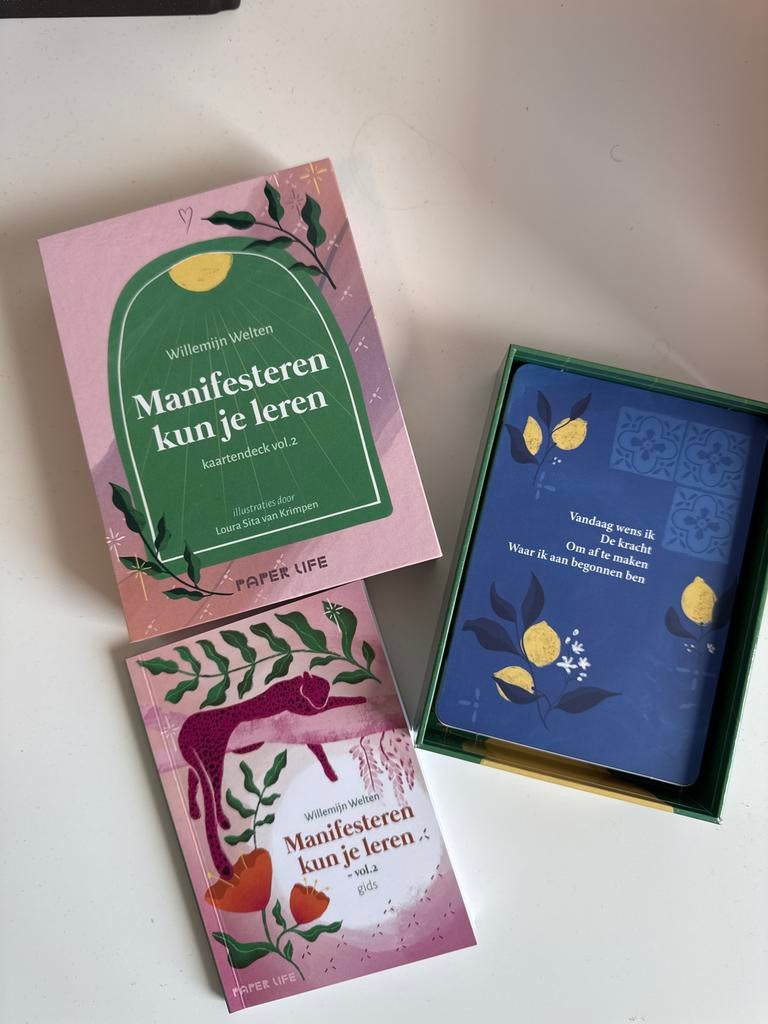 Manifesteren kun je leren: kaartendeck en gids vol.2, Ophalen of Verzenden, Zo goed als nieuw, Spiritualiteit algemeen, Instructieboek