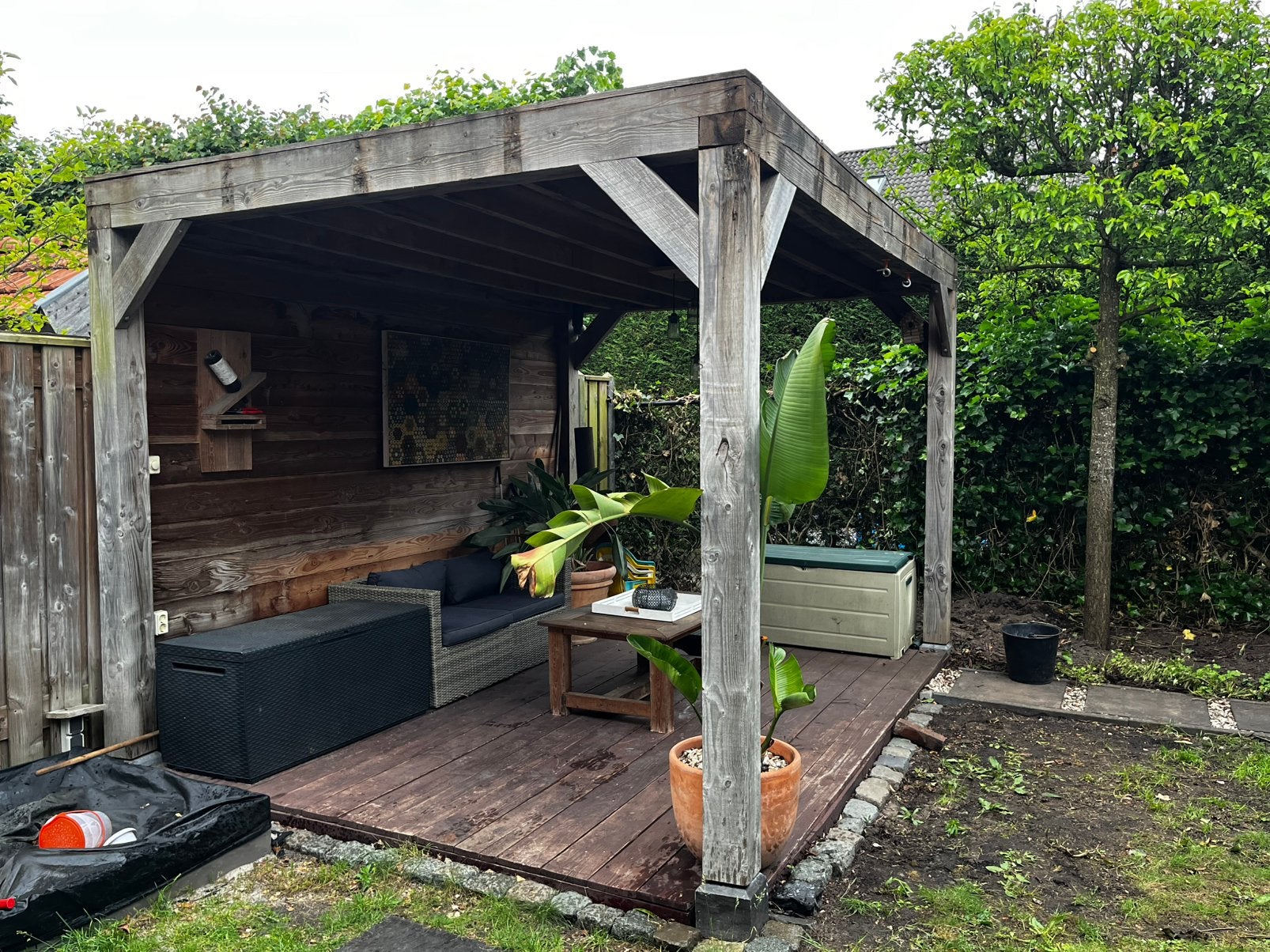 Tuin overkapping 3x4m, Tuin en Terras, Tuinsets en Loungesets, Ophalen, Gebruikt, Hout