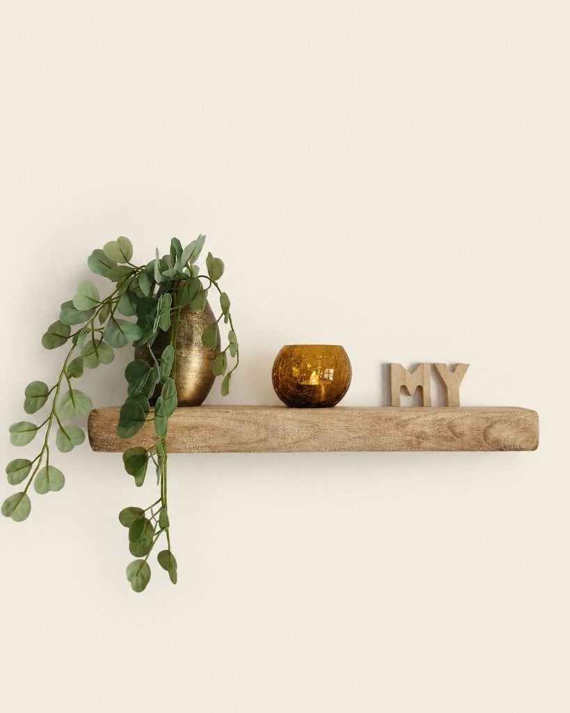 Zwevende eiken wandplank houten decoratie schap 56cm #296, Houtatelier M.Y., Info@myhoutatelier.nl, 4 cm, Hout