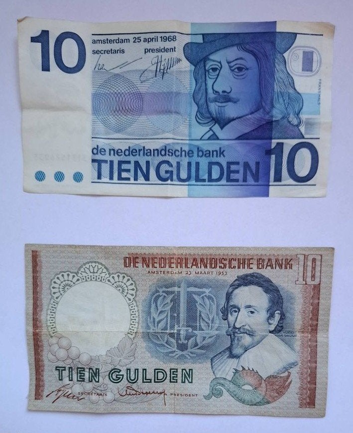 Twee Nederlandse 10 Gulden biljetten, Postzegels en Munten, Bankbiljetten | Nederland, Ophalen of Verzenden, 10 gulden, Setje