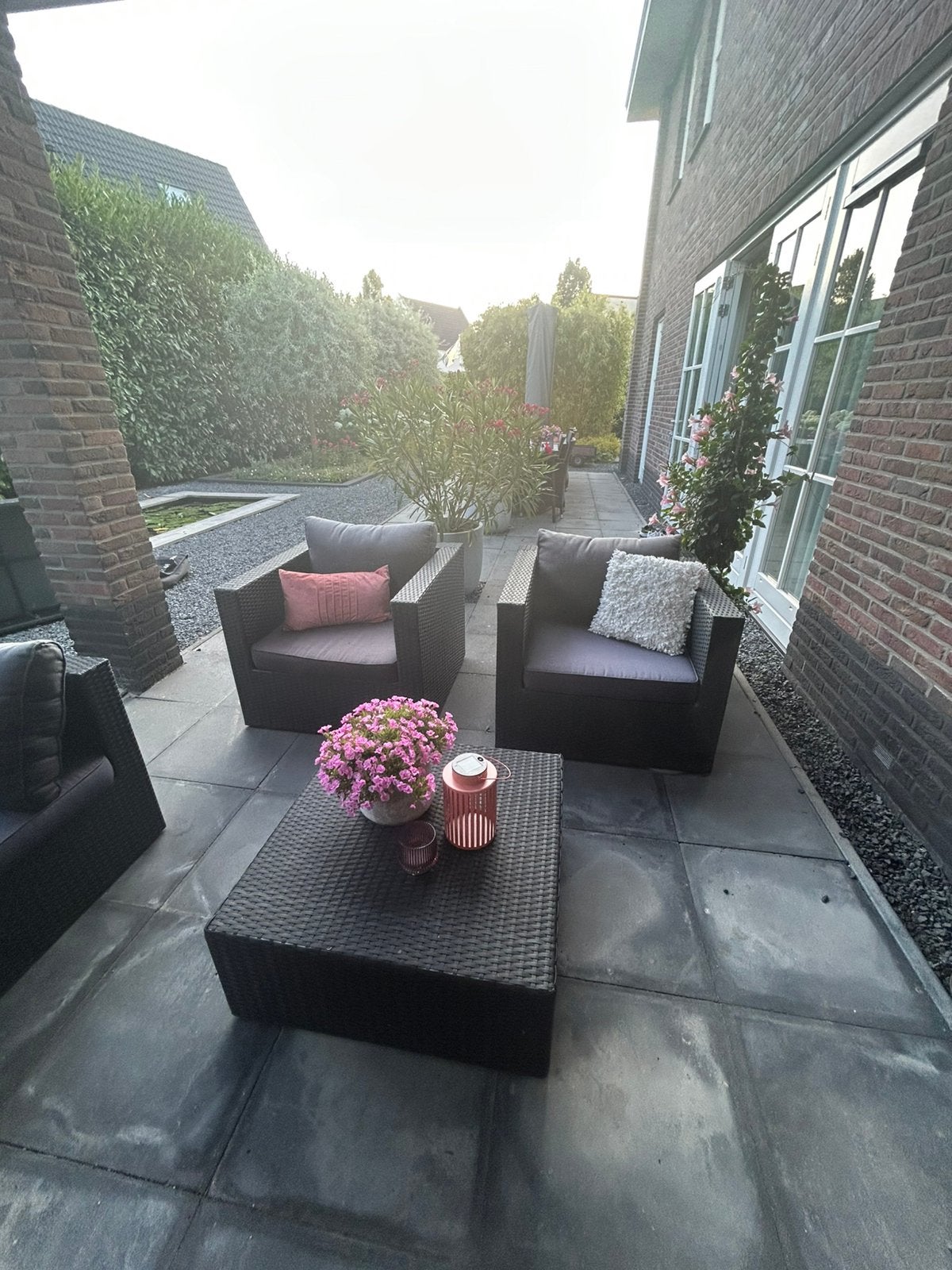 Rattan loungeset loungestoelen fauteuils met tafel, Gebruikt, Bijzettafel, Loungeset, Wicker