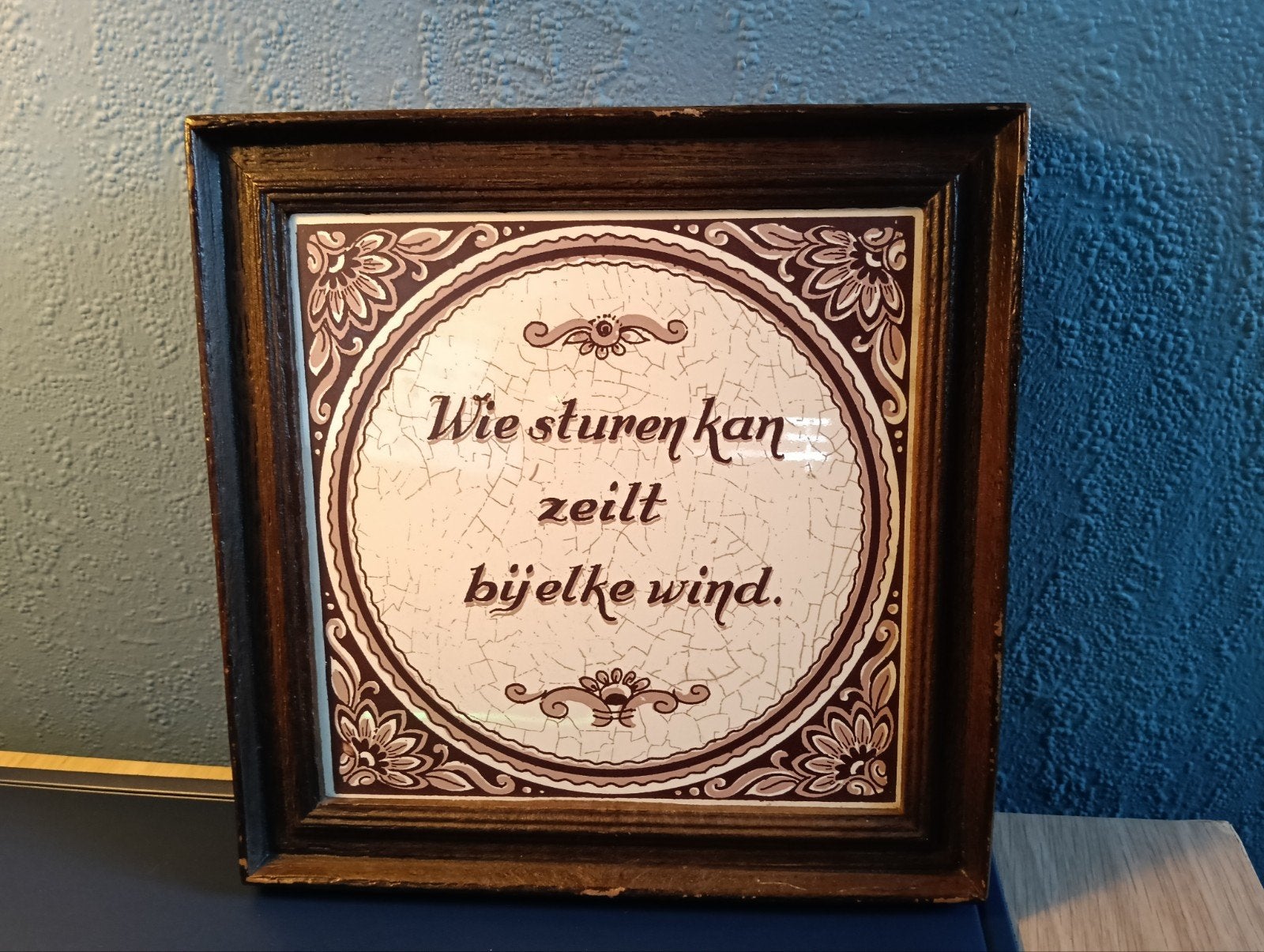 Vintage Mosa Holland Tegeltableau - 'Wie sturen kan ., Ophalen of Verzenden