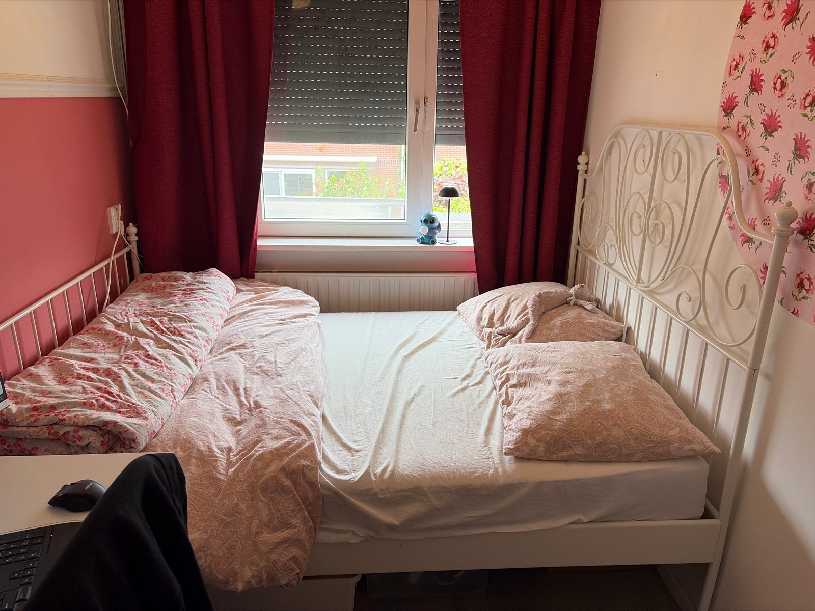 Wit metalen bedframe met lattenbodem 140x200, Ophalen, Eenpersoons, Wit, 140 cm
