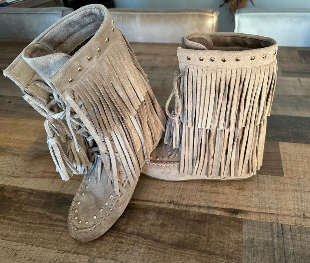 Boho franje laarsjes , maat 39, Beige, Lage of Enkellaarzen, Nieuw, Ophalen of Verzenden