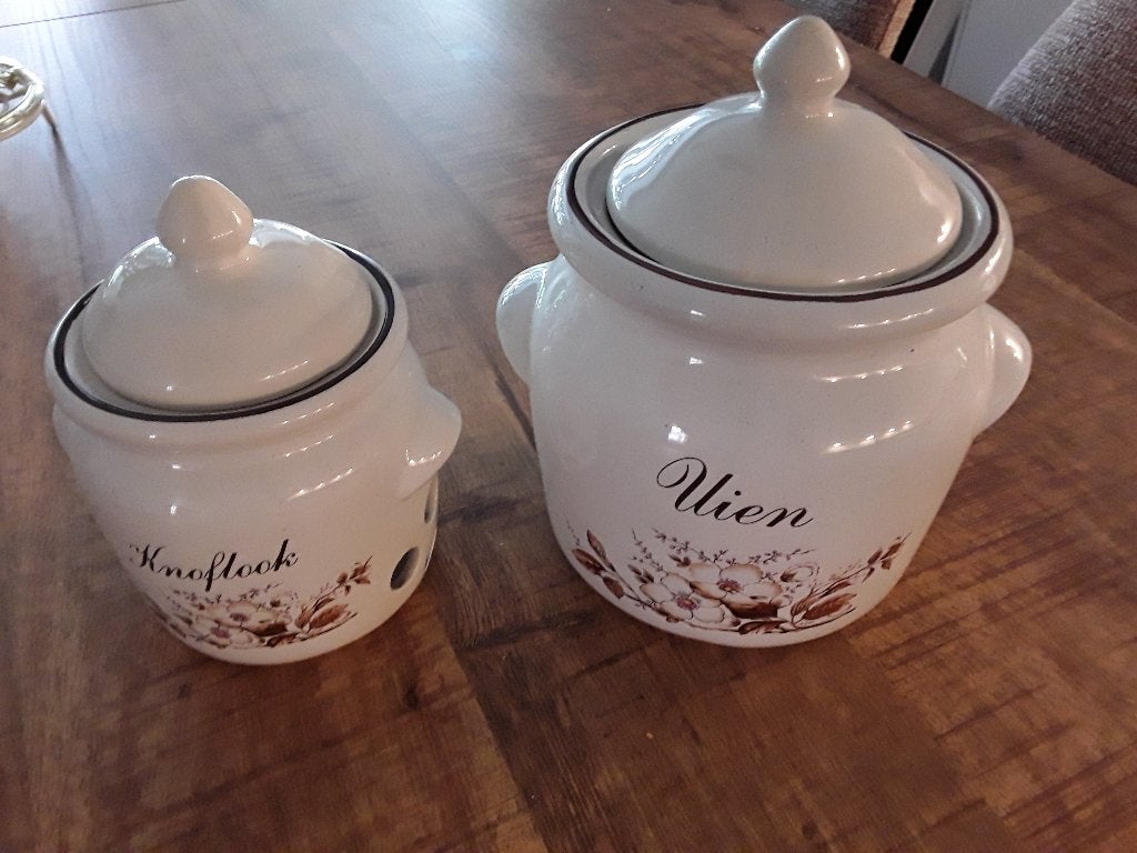 vintage uien pot/ knoflook pot, Ophalen of Verzenden